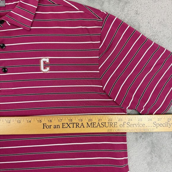 Peter Millar Summer Comfort Golf Performance Mens Pink Striped Polo Shirt Large - Picture 6 of 7